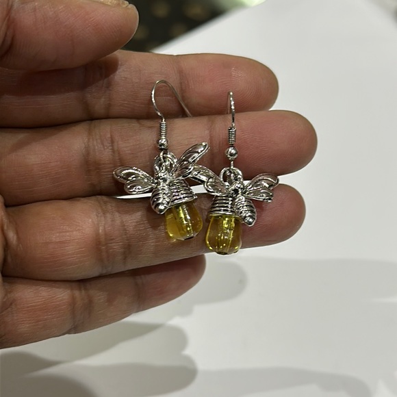 Fashion Women Silver Gold Bee Drop Earrings Cubic Zirconia Party Jewellery Gifts - Picture 2 of 5